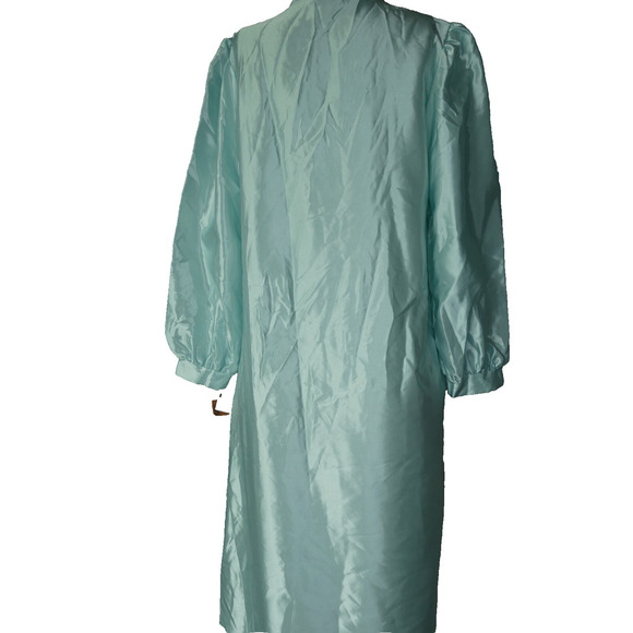 Vintage Satin Quilted Nightgown SMALL Modest Hight Neck Button Grannycore READ - Picture 5 of 11